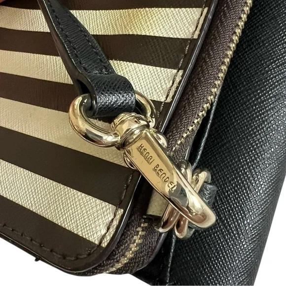 Henri Bendel 2 in 1 Centennial Stripe Wallet On A String / Black Crossbody Purse - Picture 10 of 16